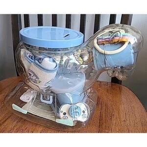 Vintage NEW 1980s 1990s baby gift set rocking horse bank w/bottle,pacifier,toys+